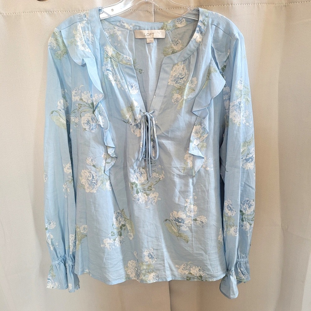 Coquette Womens Ruffle Top Large Floral Cottagecore Chic Romantic Pastel 21645